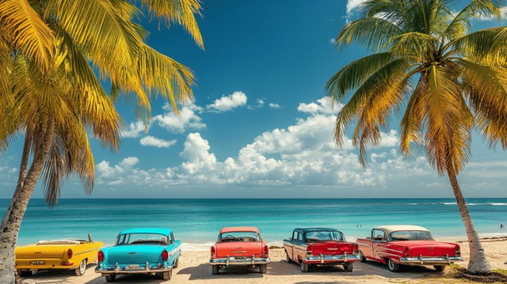 Die Magie kubanischer Musik: Toile Plage de Cuba et voiture retro als künstlerische Inspiration